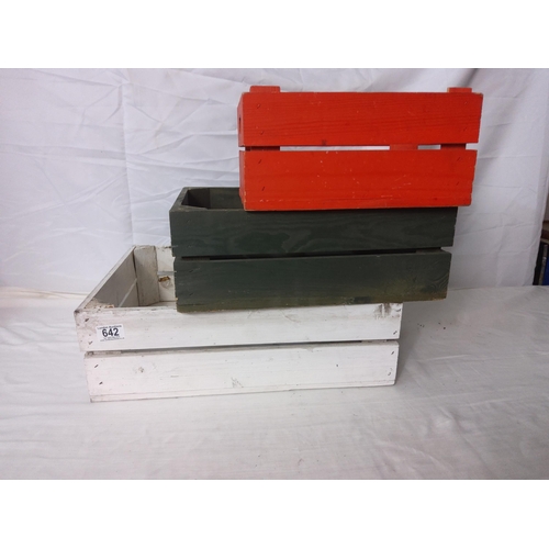 642 - Lot of 3 Rustic Wooden Crates