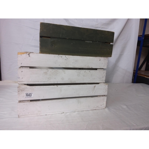 643 - Lot of 3 Rustic Wooden Crates