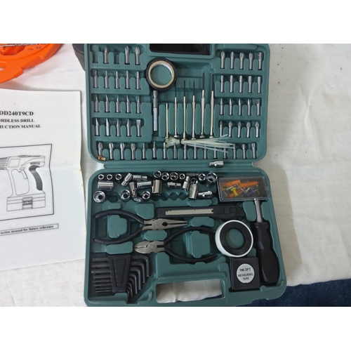 661 - 24V Cordless Drill, with charger & 2 Batteries plus a Case of Drill Bits and a cased tool kit