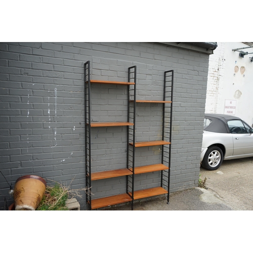 676 - Bay of Mid Century Staples Ladderax Shelving (125cm Wide, 20cm Deep, 202cm Tall)