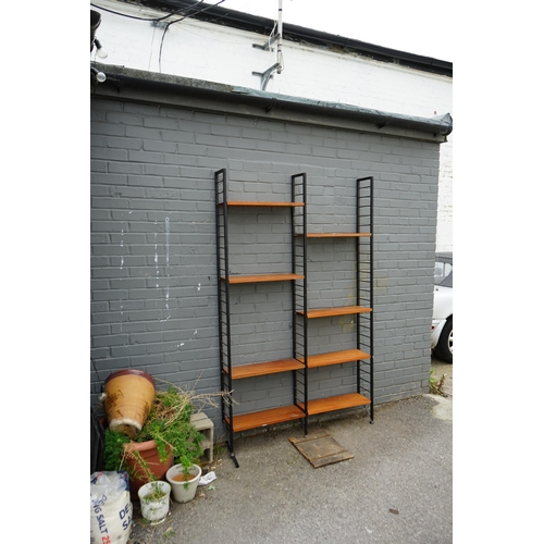 676 - Bay of Mid Century Staples Ladderax Shelving (125cm Wide, 20cm Deep, 202cm Tall)