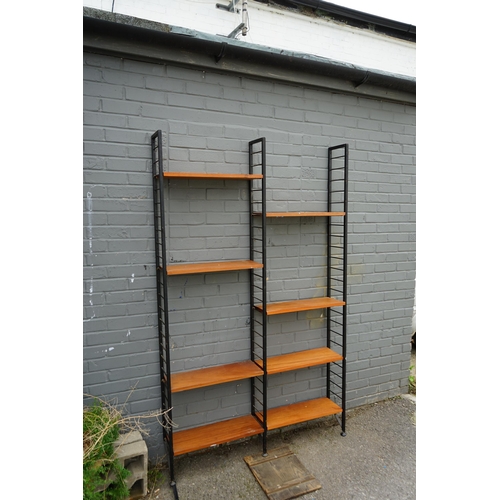 676 - Bay of Mid Century Staples Ladderax Shelving (125cm Wide, 20cm Deep, 202cm Tall)