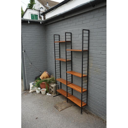 676 - Bay of Mid Century Staples Ladderax Shelving (125cm Wide, 20cm Deep, 202cm Tall)