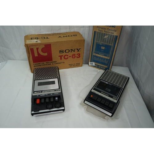 680 - Panasonic RQ-2108 Cassette Recorder and a Sony TC-63 Cassette Recorder