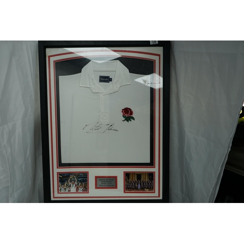 729 - Martin Johnson Signed Rugby Shirt and Accompanying Photographs with Certificate of Authenticity