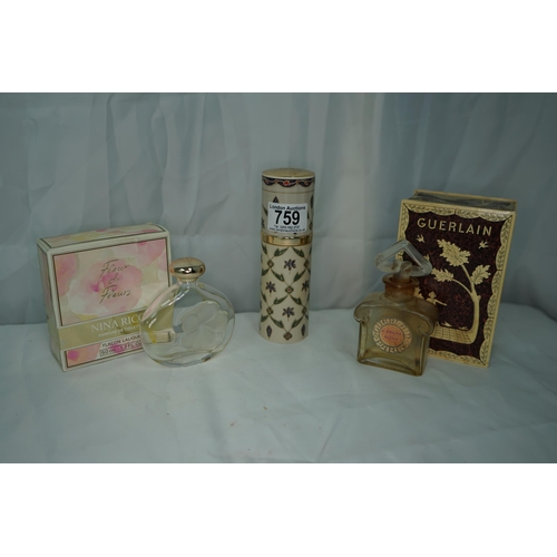 759 - Old Guerlain Perfume Bottle and 2 Others