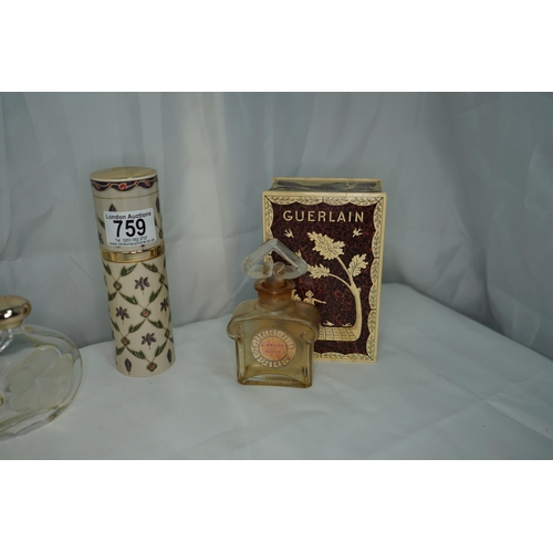 759 - Old Guerlain Perfume Bottle and 2 Others