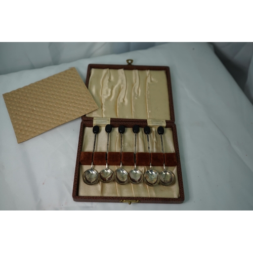 767 - Boxed Set of 6 1950s Hallmarked Silver Coffee Spoons (33g)