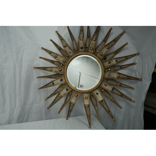 695 - Metal Sunburst Style Mirror 85cm Diameter