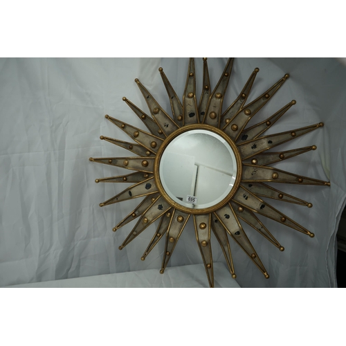 695 - Metal Sunburst Style Mirror 85cm Diameter