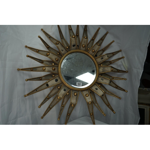 695 - Metal Sunburst Style Mirror 85cm Diameter