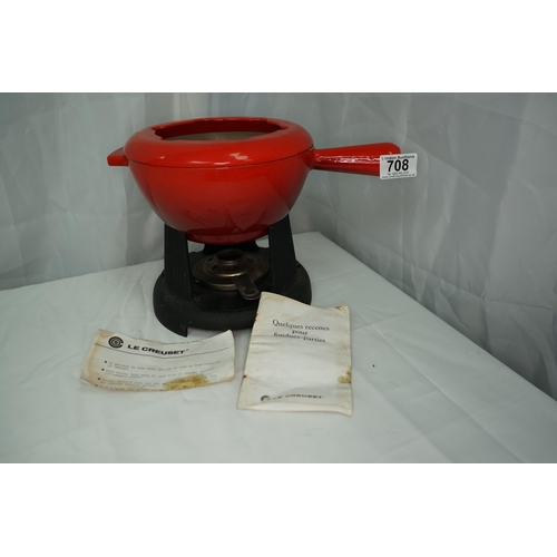 708 - Vintage Le Creuset Cast Iron Fondue Set