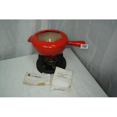 708 - Vintage Le Creuset Cast Iron Fondue Set