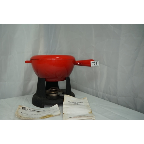 708 - Vintage Le Creuset Cast Iron Fondue Set