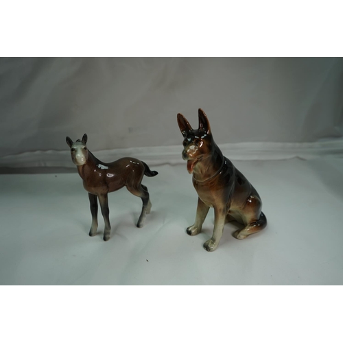 175 - Continental German Shepherd Figurine and an AF Beswick Horse