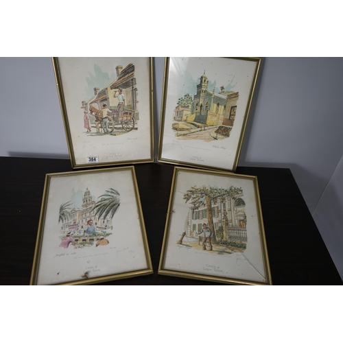 561 - Set of 4 Cries of Cape Town Limited Edition Signed Lithographs-John Hall