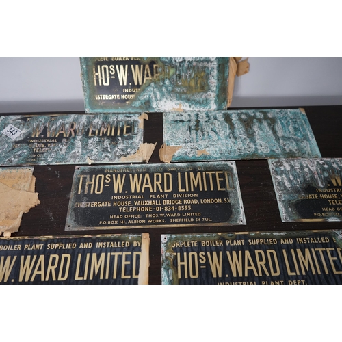 778 - Large Lot of Old Brass Boiler Manufacturer Plaques