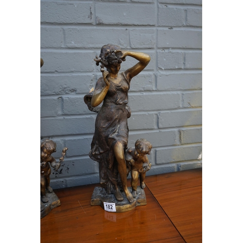 182 - Pair of Bronze Sculptures After Ernest Rancoulet 48cm Tall