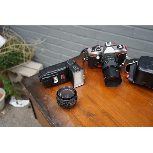 667 - Praktica MTL 5B SLR Camera with Flash and Various Lenses etc