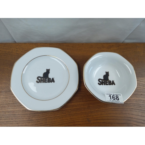 168 - Unusual Vintage Cat Food Plate & Bowl