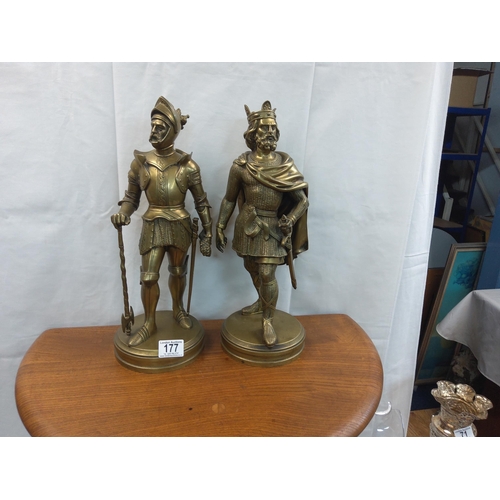 177 - Pair of Heavy King/Knight Figures 45cm Tall