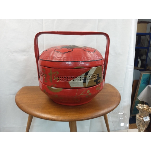 57 - Chinese Red Lacquered Basket
