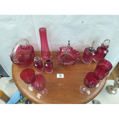 70 - A Good Lot of Victorian and Onwards Cranberry Glass