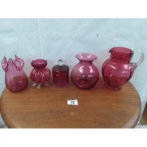 70 - A Good Lot of Victorian and Onwards Cranberry Glass