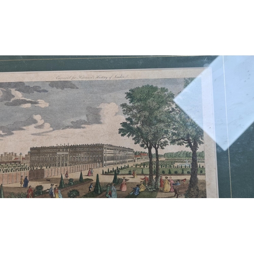 806 - An Old copper plate Engraving of the View of Hampton Court Palace and Gardens