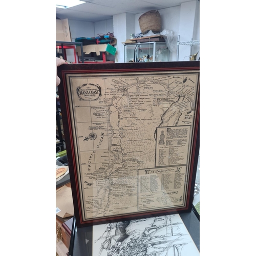 808 - 1980s Framed Map of Hawaii