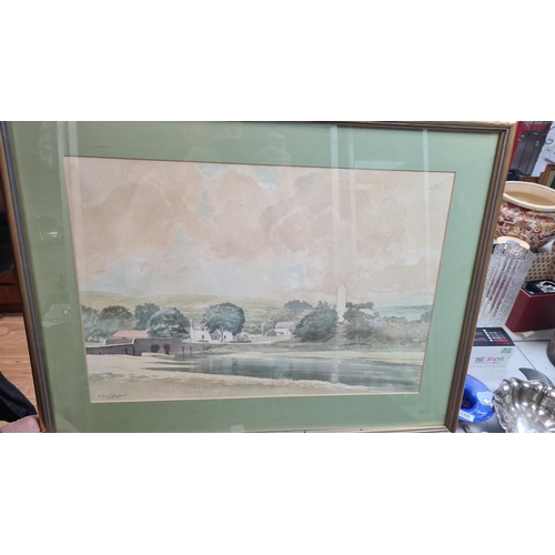 811 - 1980s Angus Stewart Watercolor Paining Framed. 70cm x 54cm Isle of Mull Scene