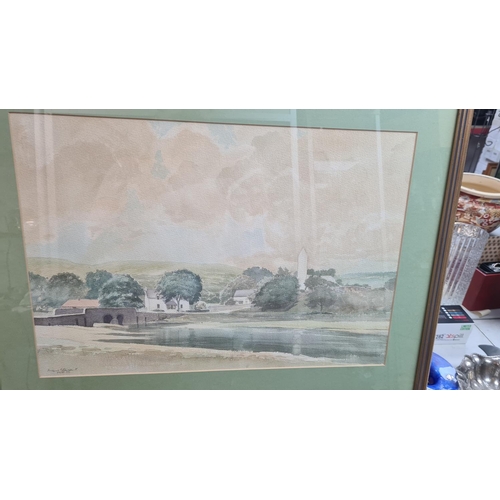 811 - 1980s Angus Stewart Watercolor Paining Framed. 70cm x 54cm Isle of Mull Scene