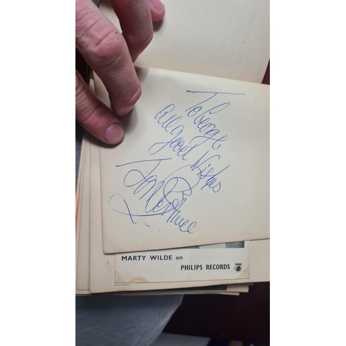 715 - 1960s Autograph Book-Highlights include: Tommy Cooper, Various Cricketers, Harry Corbett, Marty Wild... 