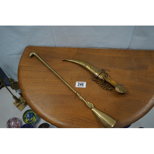 757 - Brass Shoe Horn and a Decorative Brass Dagger