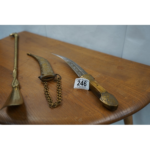 757 - Brass Shoe Horn and a Decorative Brass Dagger