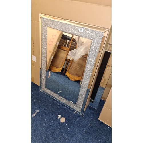 17 - Contemporary Bevelled Diamante Mirror 102cm x 70cm