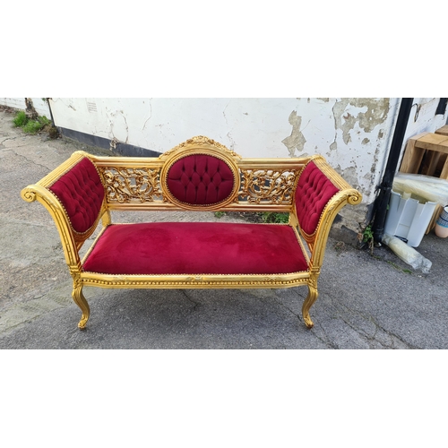 2 - Red Velvet Style French Inspired Chaise Lounge