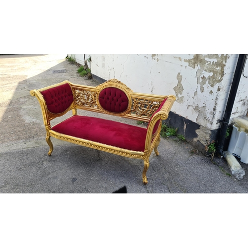 2 - Red Velvet Style French Inspired Chaise Lounge