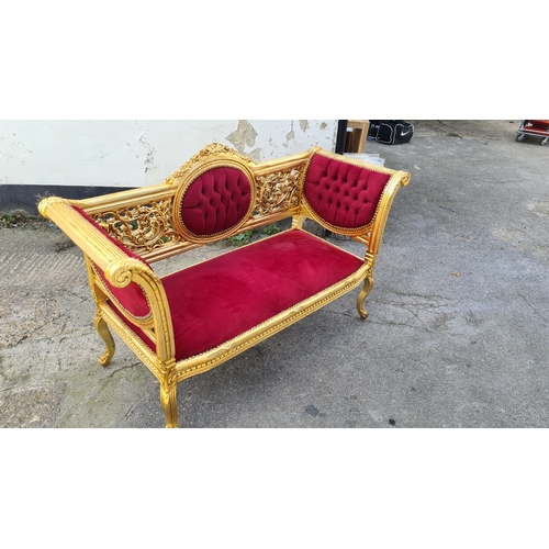 2 - Red Velvet Style French Inspired Chaise Lounge