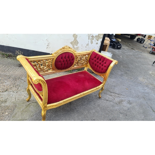 2 - Red Velvet Style French Inspired Chaise Lounge