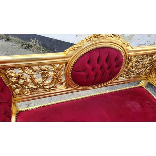 2 - Red Velvet Style French Inspired Chaise Lounge