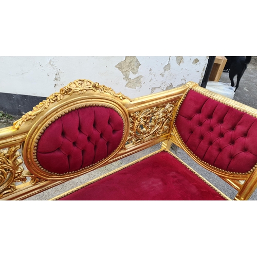 2 - Red Velvet Style French Inspired Chaise Lounge