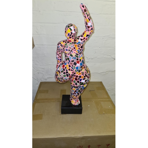 22 - Modern Tiled Sculpture of a Dancing Lady 60cm Tall