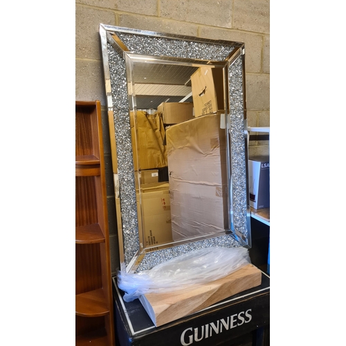 243 - New and Boxed Contemporary Crushed Diamond Mirror (89cm x 120cm)