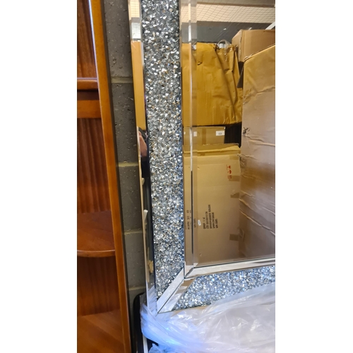 243 - New and Boxed Contemporary Crushed Diamond Mirror (89cm x 120cm)