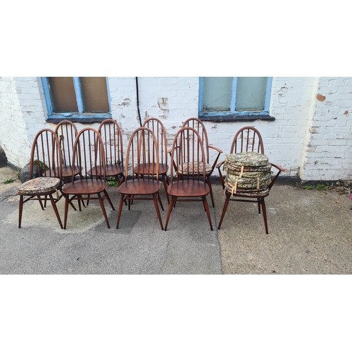 3 - Lot of 9 Vintage Ercol Quaker Elm Dining Chairs