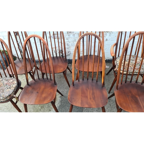 3 - Lot of 9 Vintage Ercol Quaker Elm Dining Chairs