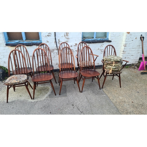 3 - Lot of 9 Vintage Ercol Quaker Elm Dining Chairs