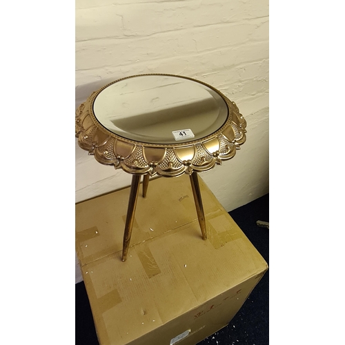 41 - Brand New Mirrored Glass Side Table (55cm)