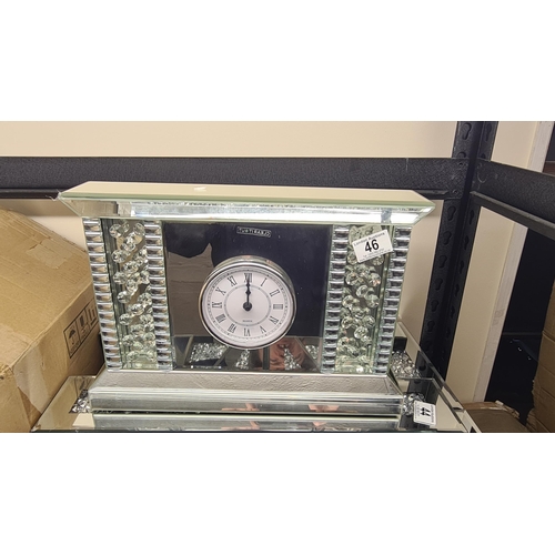 46 - Mirrored Glass Mantle Clock 37cm x 26cm